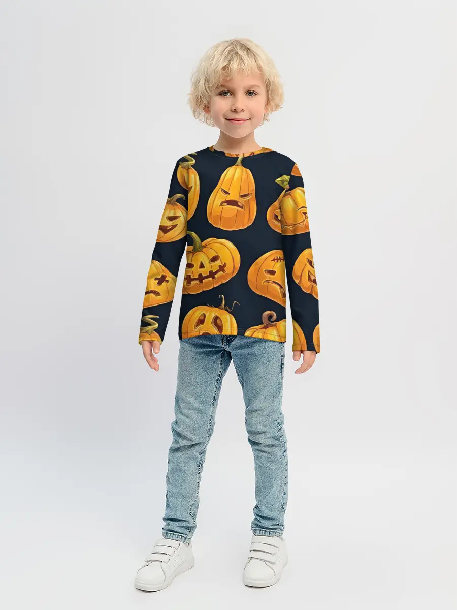 Детский лонгслив / Праздничные тыквы