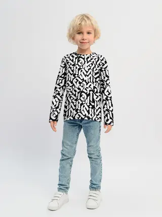 Детский лонгслив / Шрифт на чёрном