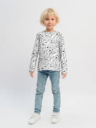 Детский лонгслив / Черно-белые узоры