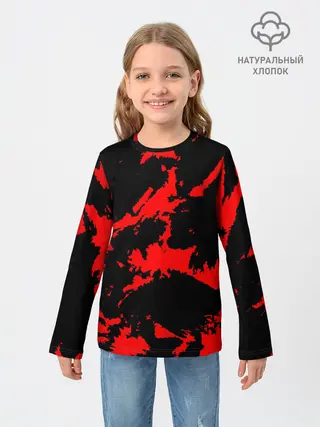 Детский лонгслив / Красный на черном