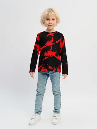 Детский лонгслив / Красный на черном