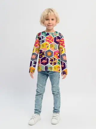 Детский лонгслив / Тропические соты