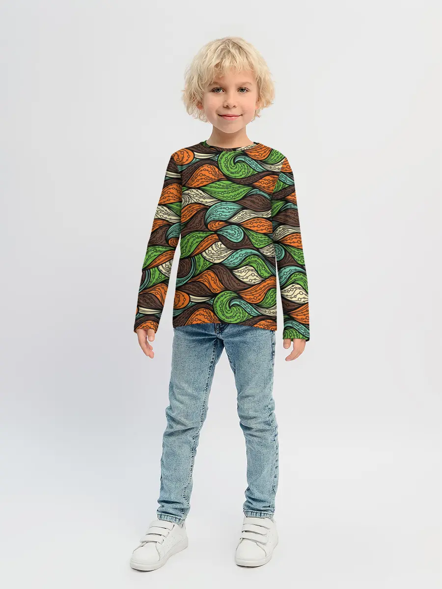 Детский лонгслив / Абстрактные волны
