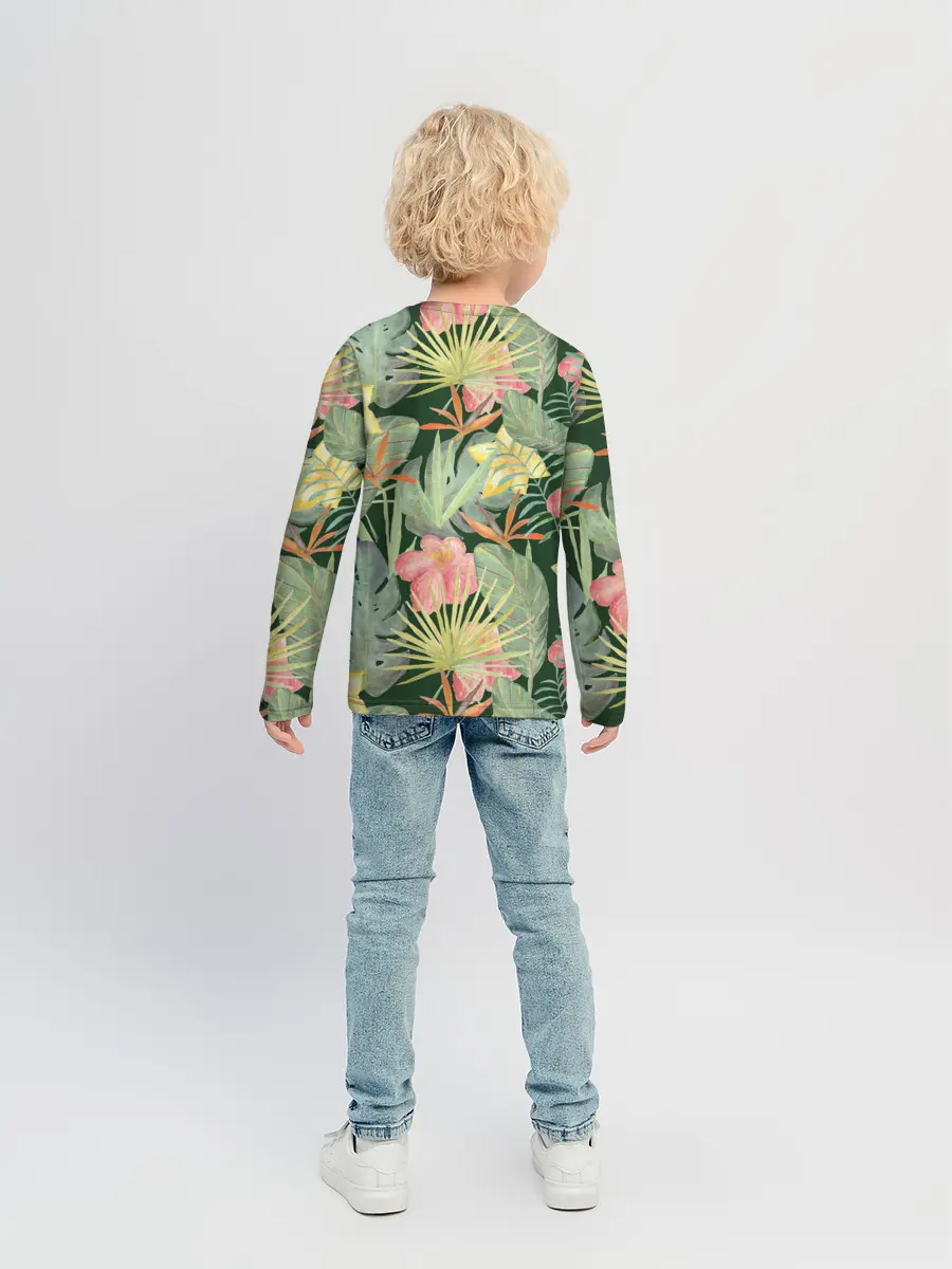 Детский лонгслив / Тропические растения и цветы