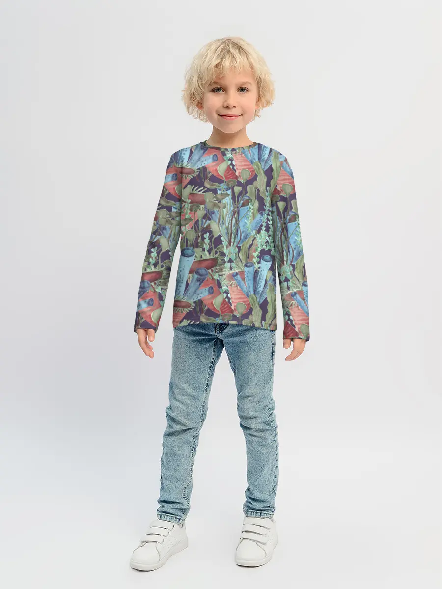 Детский лонгслив / Водоросли на морском дне