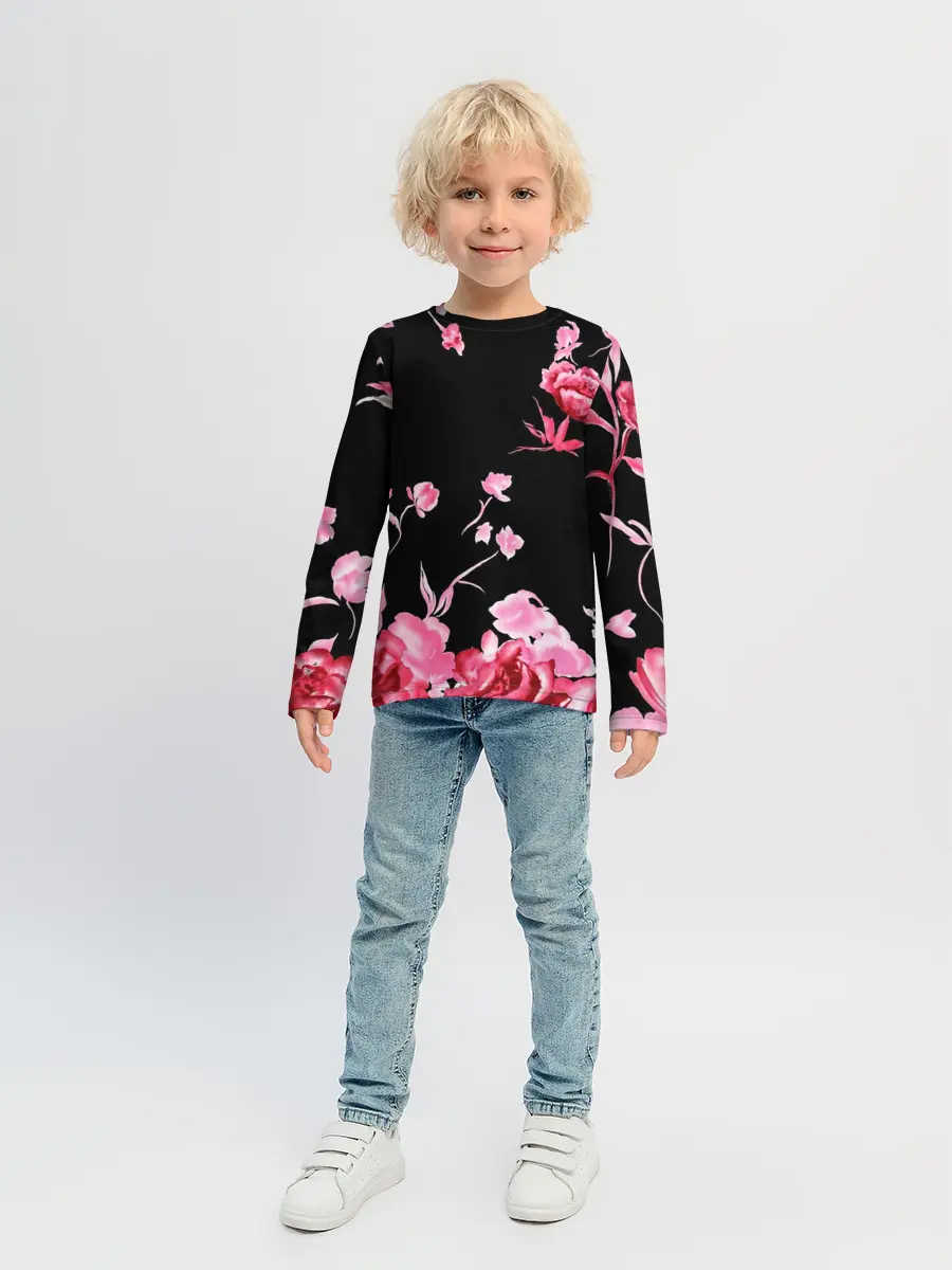 Детский лонгслив / Яркие розы