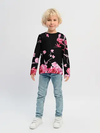 Детский лонгслив / Яркие розы