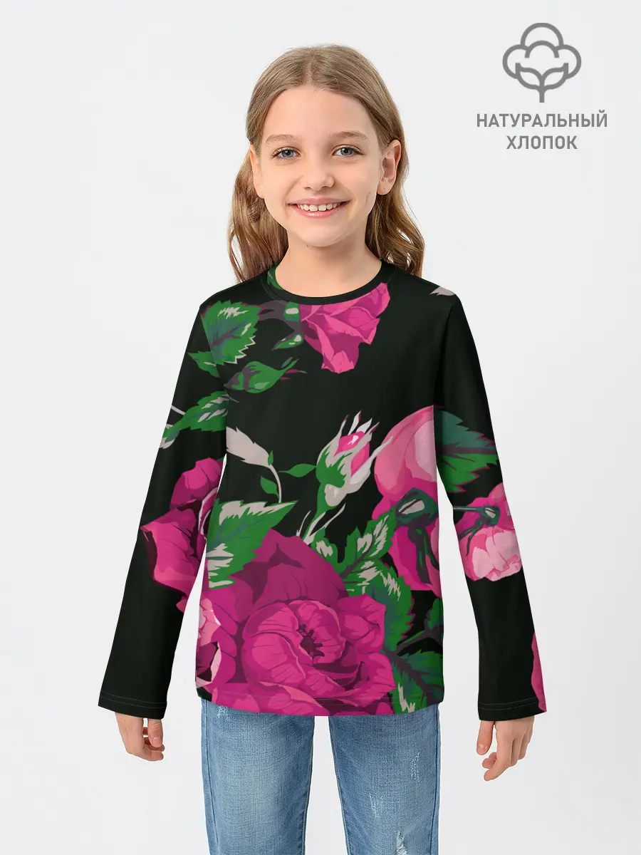 Детский лонгслив / Розы