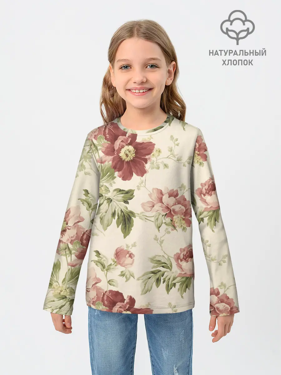 Детский лонгслив / Цветы