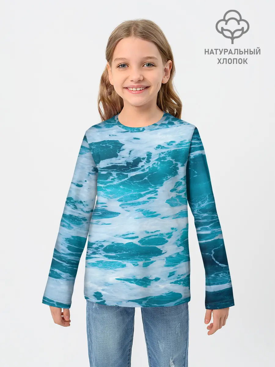 Детский лонгслив / Вода волны пена море