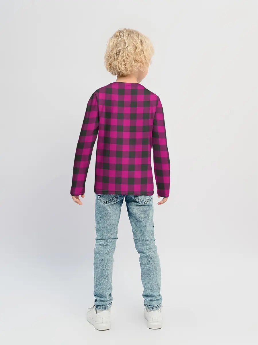 Детский лонгслив / Розовая клетка