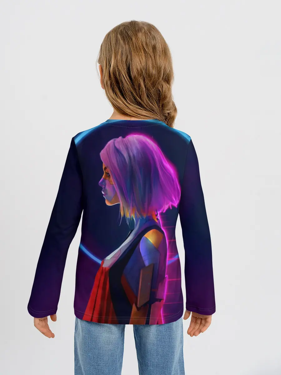 Детский лонгслив / Девушка в неоне