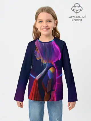 Детский лонгслив / Девушка в неоне