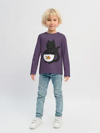 Детский лонгслив / Довольный кот