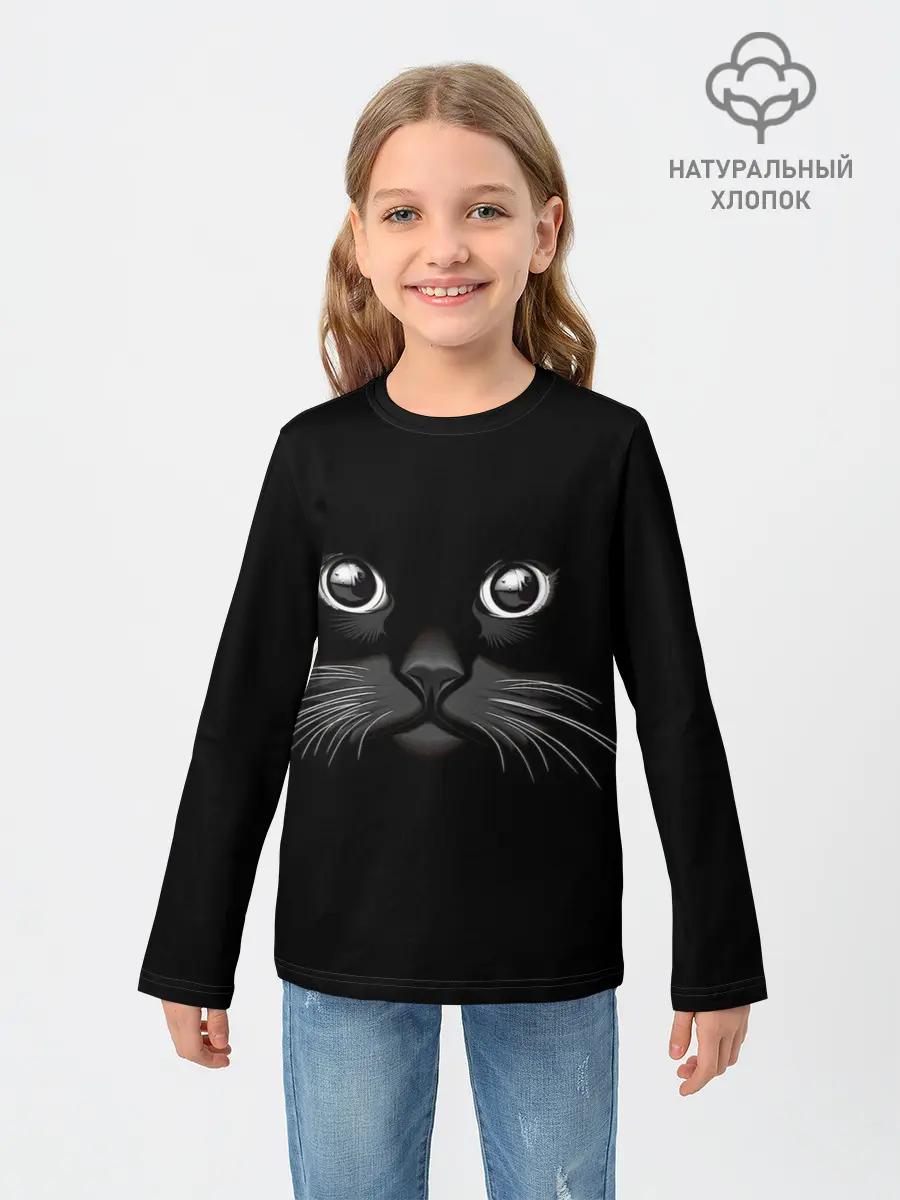 Детский лонгслив / Кошачья моська