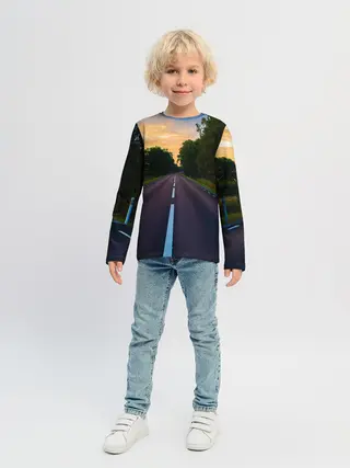 Детский лонгслив / дорога