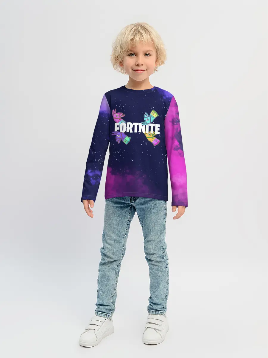 Детский лонгслив / Ламы фортнайт в космосе