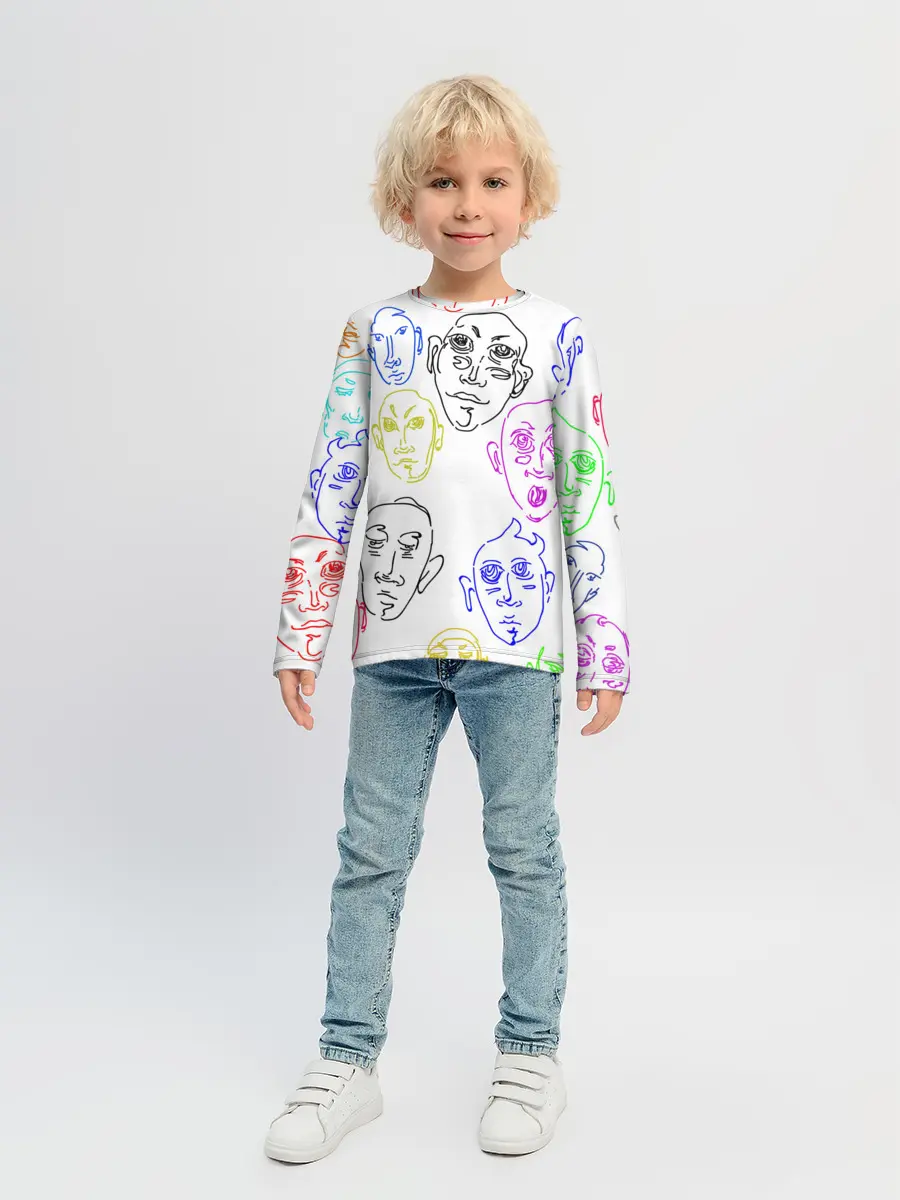 Детский лонгслив / Цветные лица