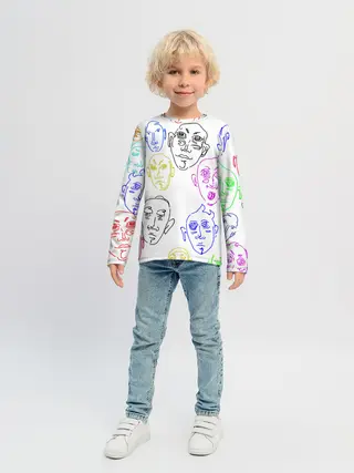 Детский лонгслив / Цветные лица
