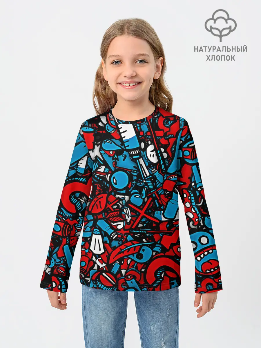 Детский лонгслив / Красно синие безумие