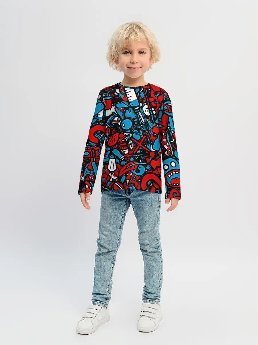 Детский лонгслив / Красно синие безумие