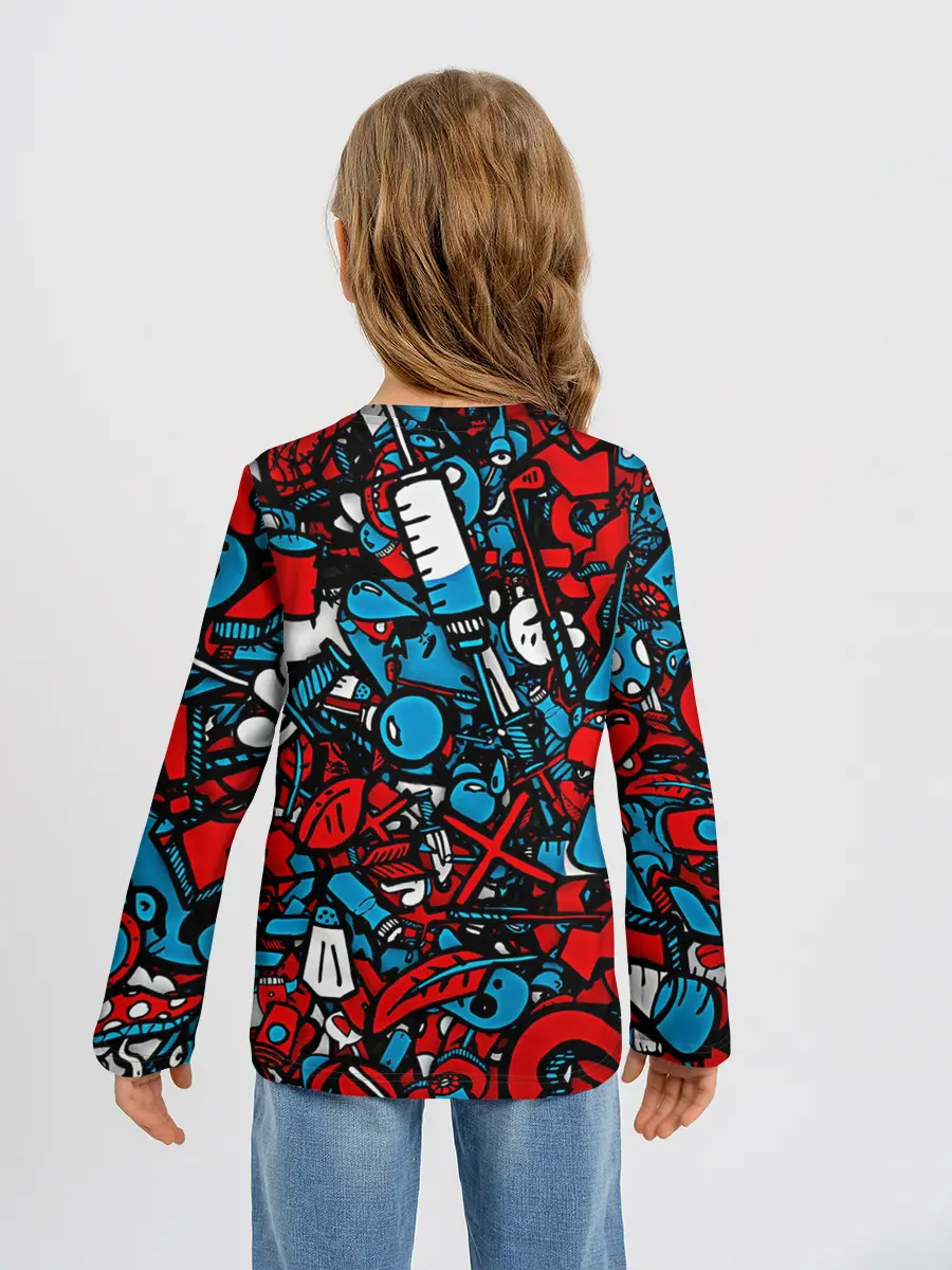 Детский лонгслив / Красно синие безумие