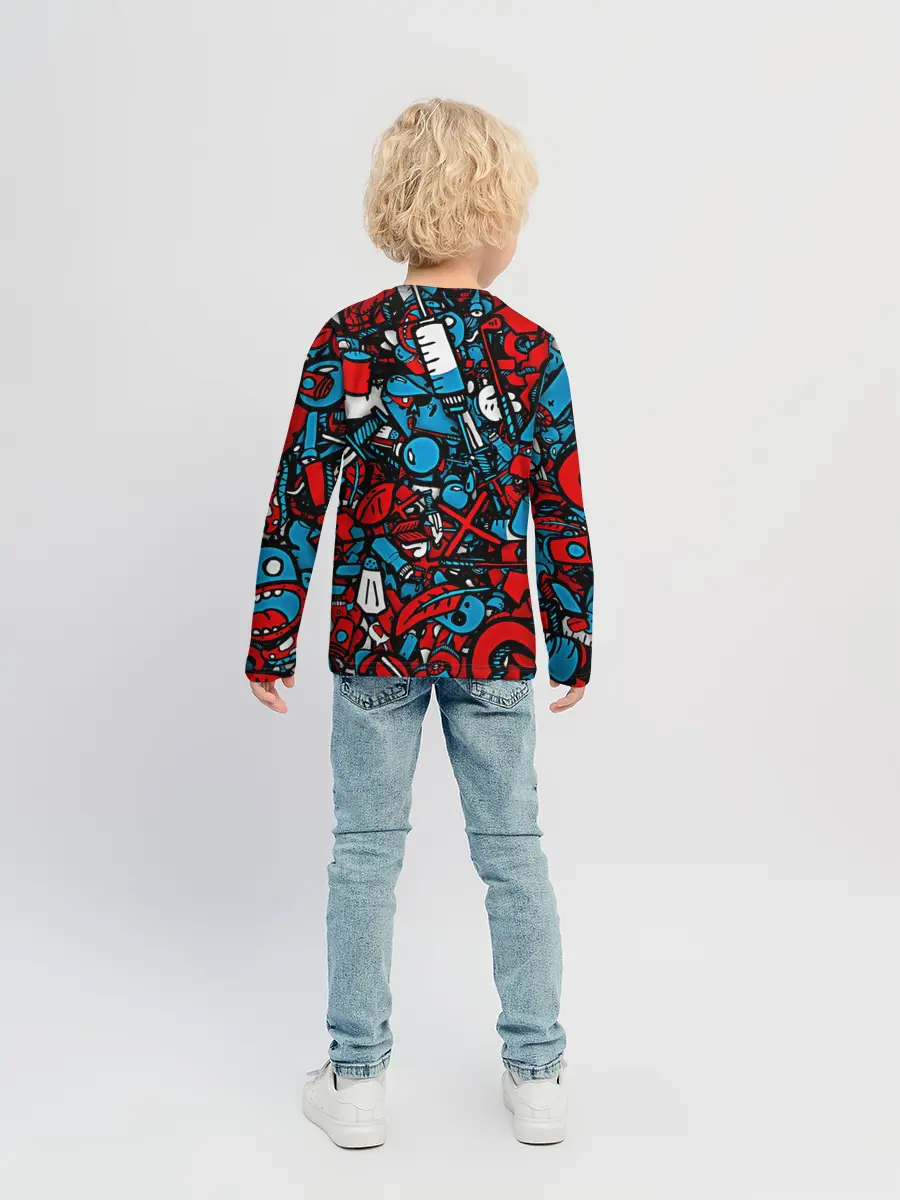 Детский лонгслив / Красно синие безумие