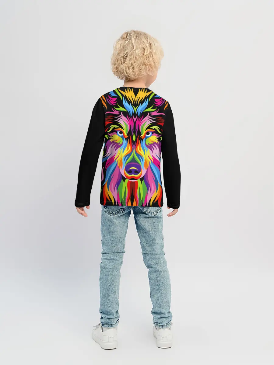 Детский лонгслив / Neon wolf