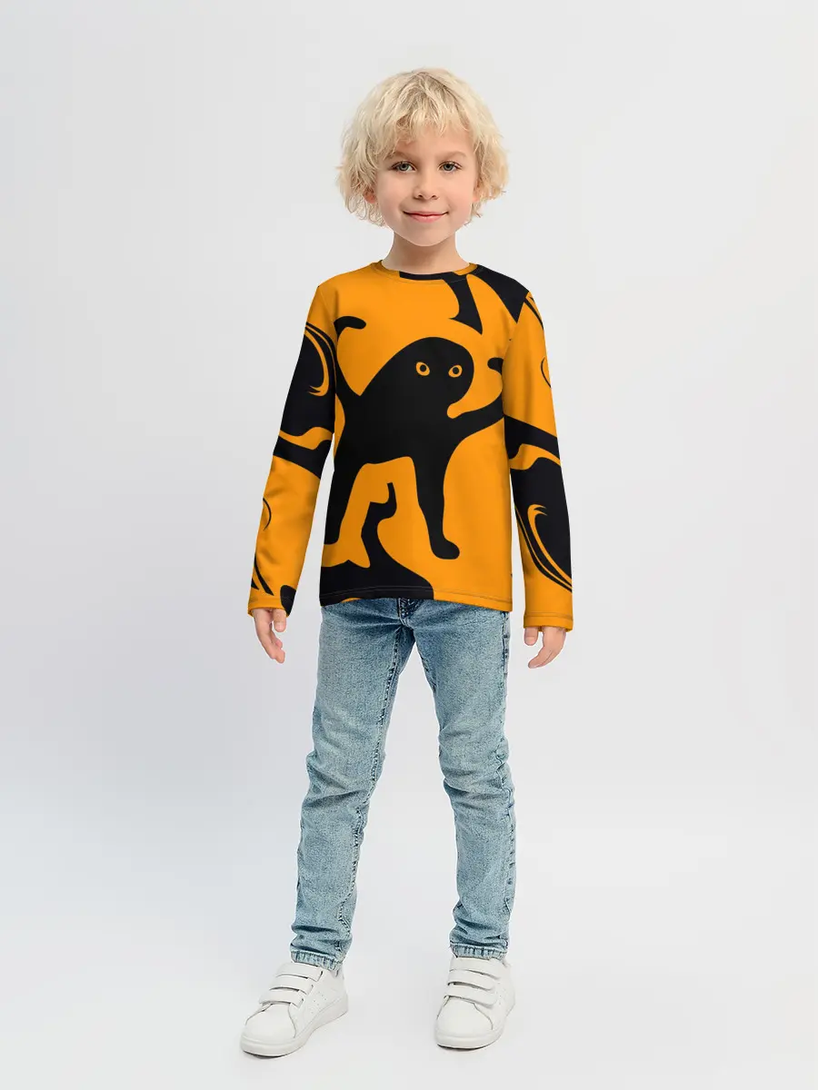 Детский лонгслив / Кот- мем