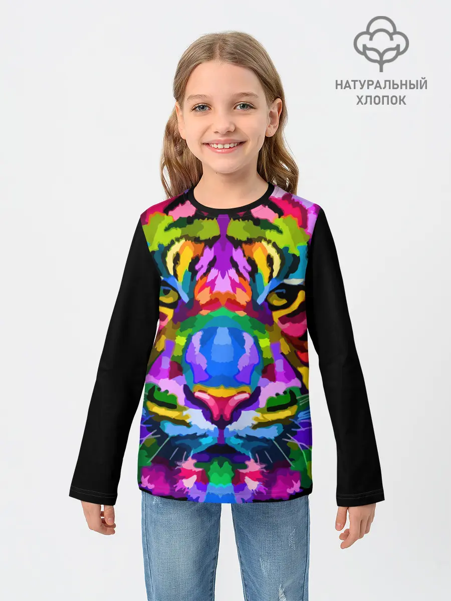 Детский лонгслив / Neon tiger