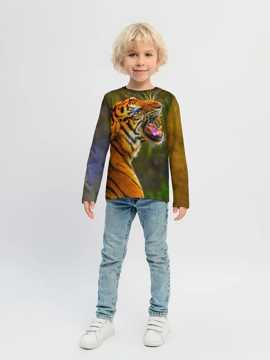 Детский лонгслив / Тигр 3D