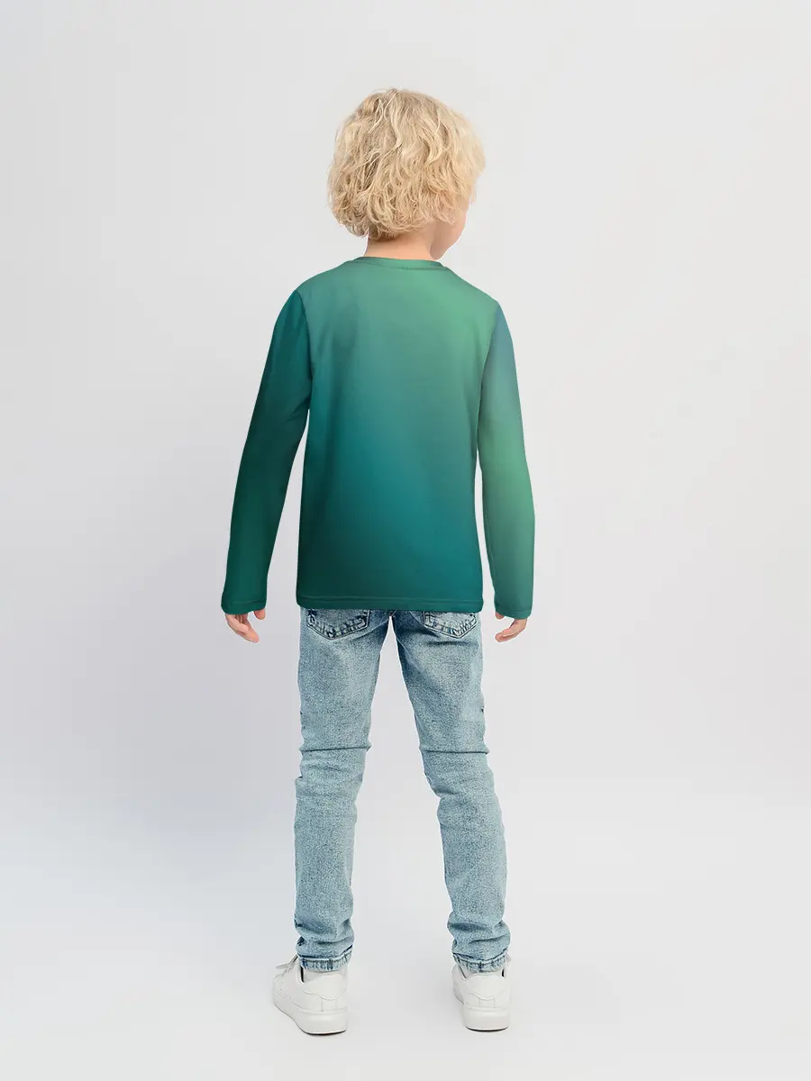 Детский лонгслив / Инопланетяша на зеленом фоне