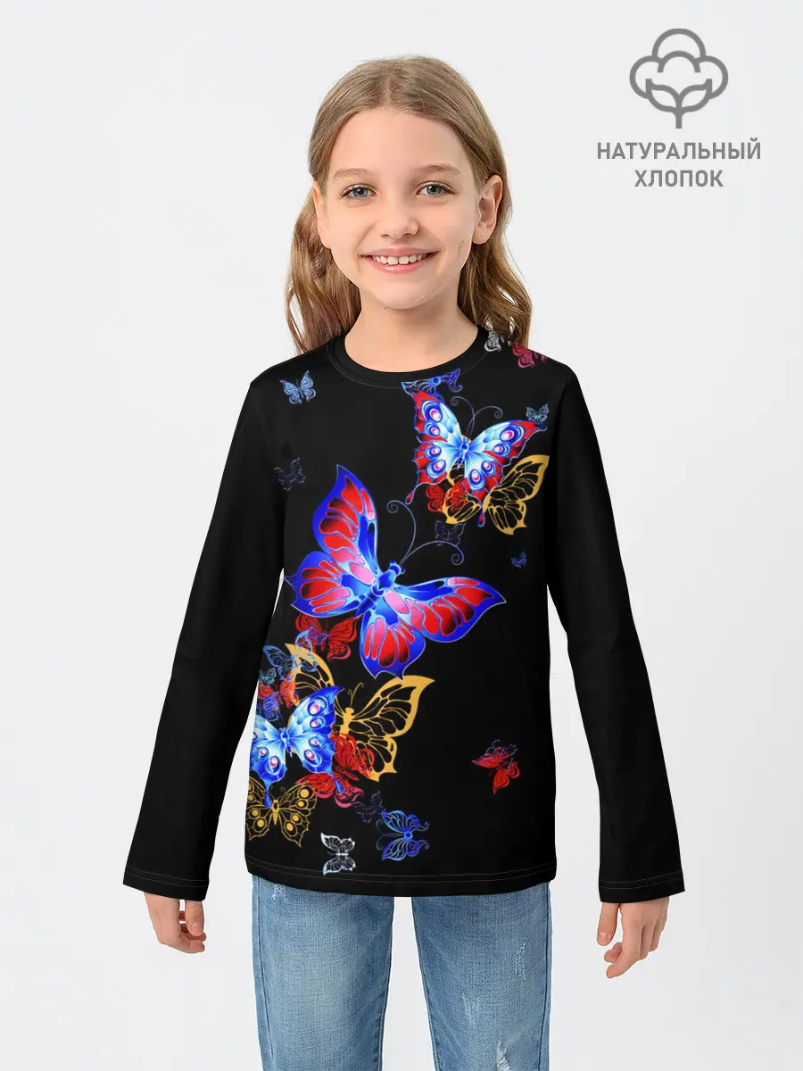 Детский лонгслив / Поцелуй бабочек