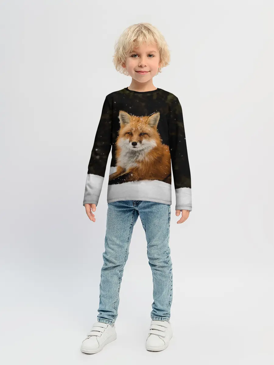 Детский лонгслив / Лиса и снег