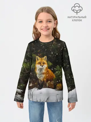 Детский лонгслив / Лиса и снег