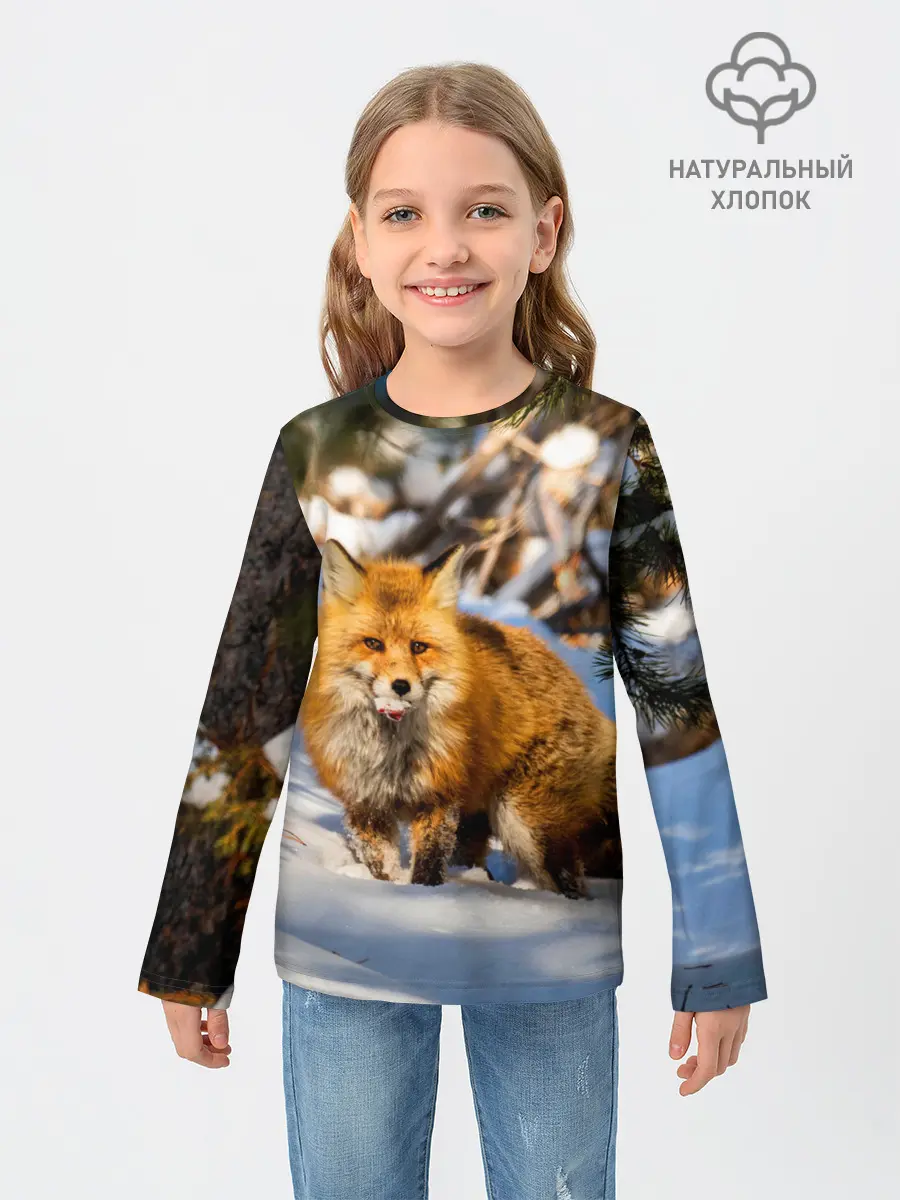 Детский лонгслив / Лиса в лесу