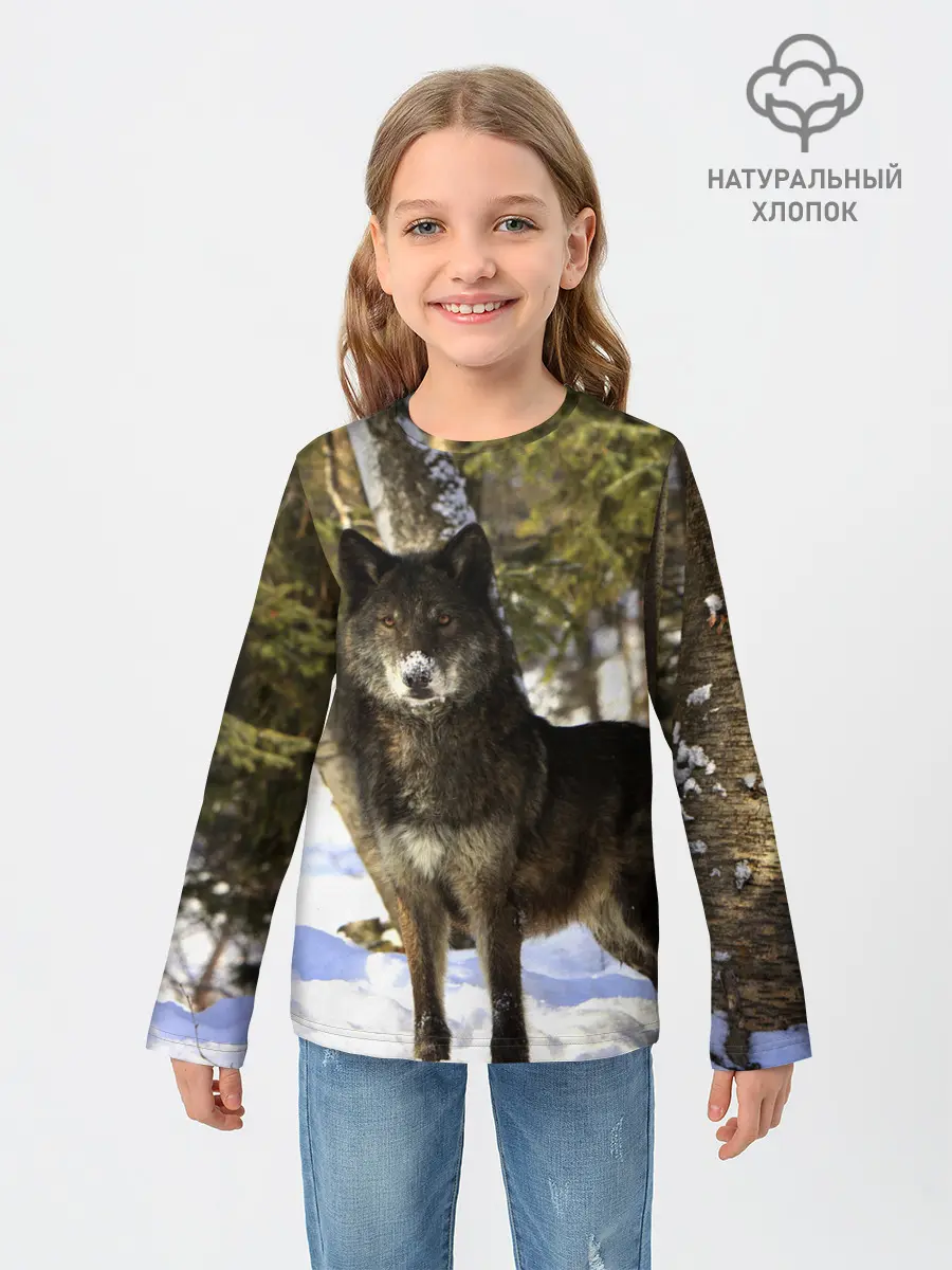 Детский лонгслив / Волк и снег