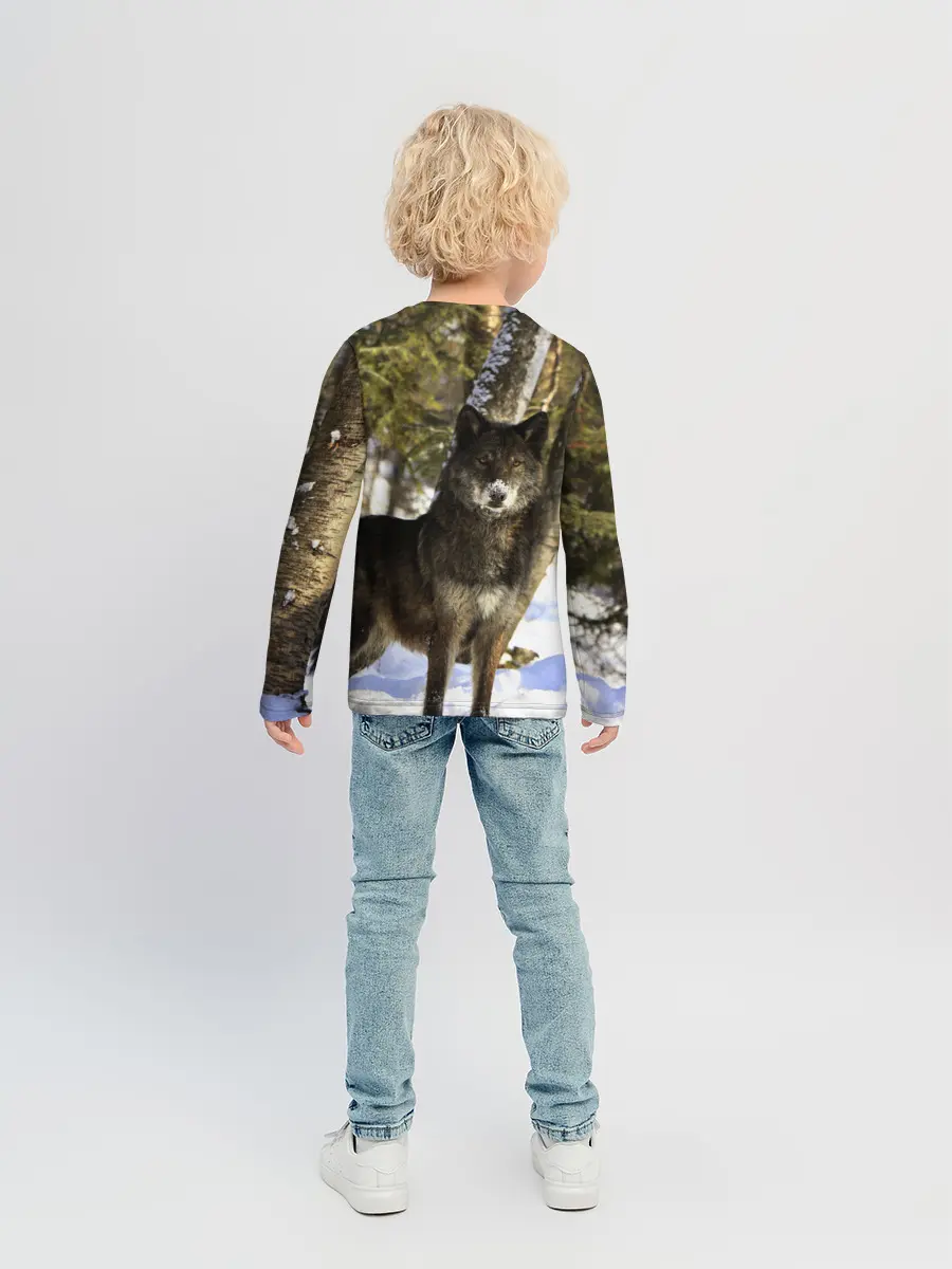 Детский лонгслив / Волк и снег