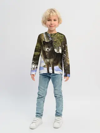 Детский лонгслив / Волк и снег