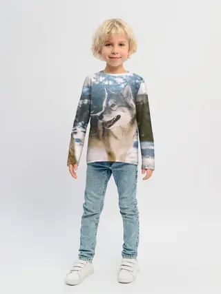 Детский лонгслив / Волк и снег