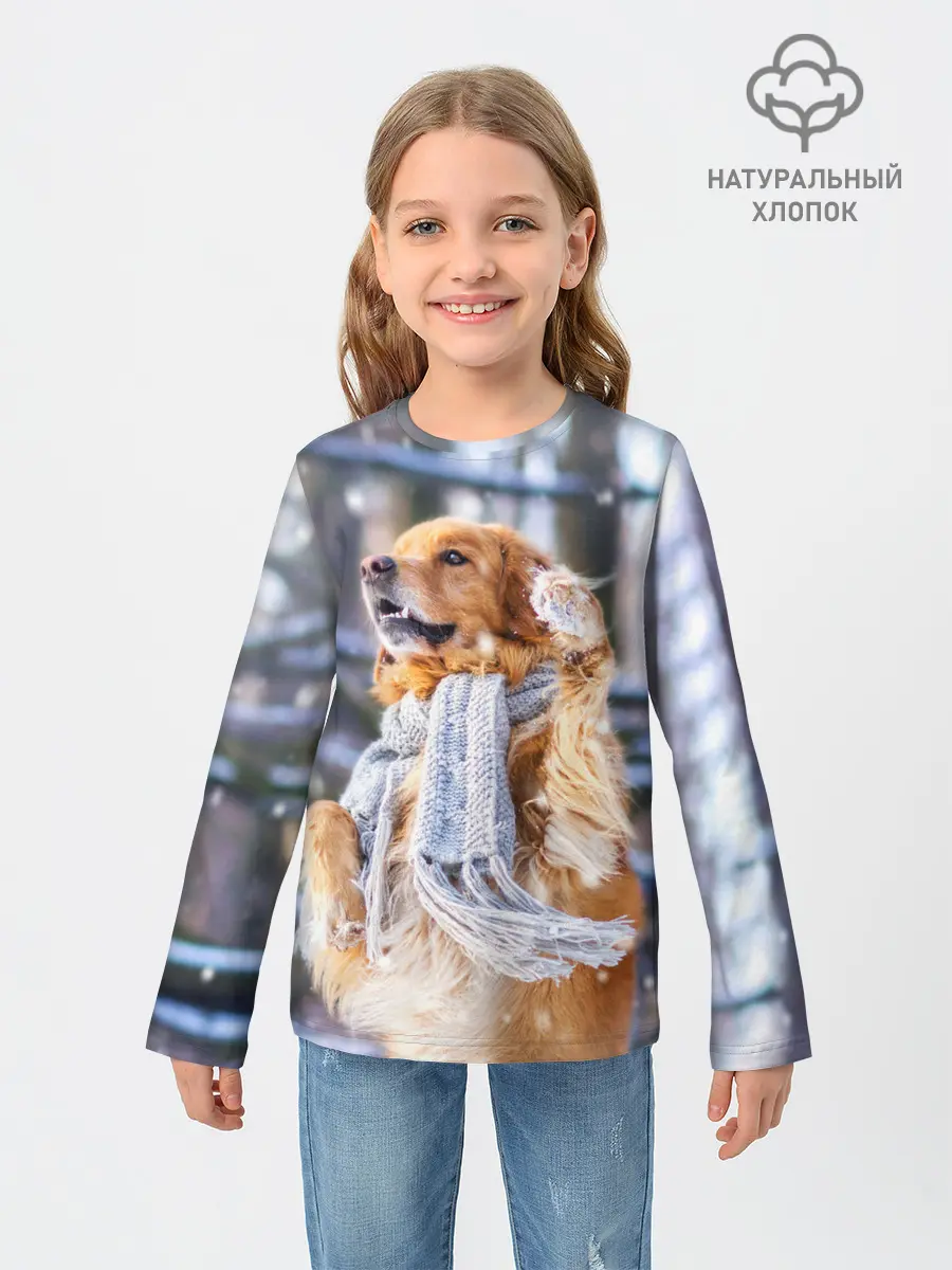 Детский лонгслив / Золотистый Ретривер