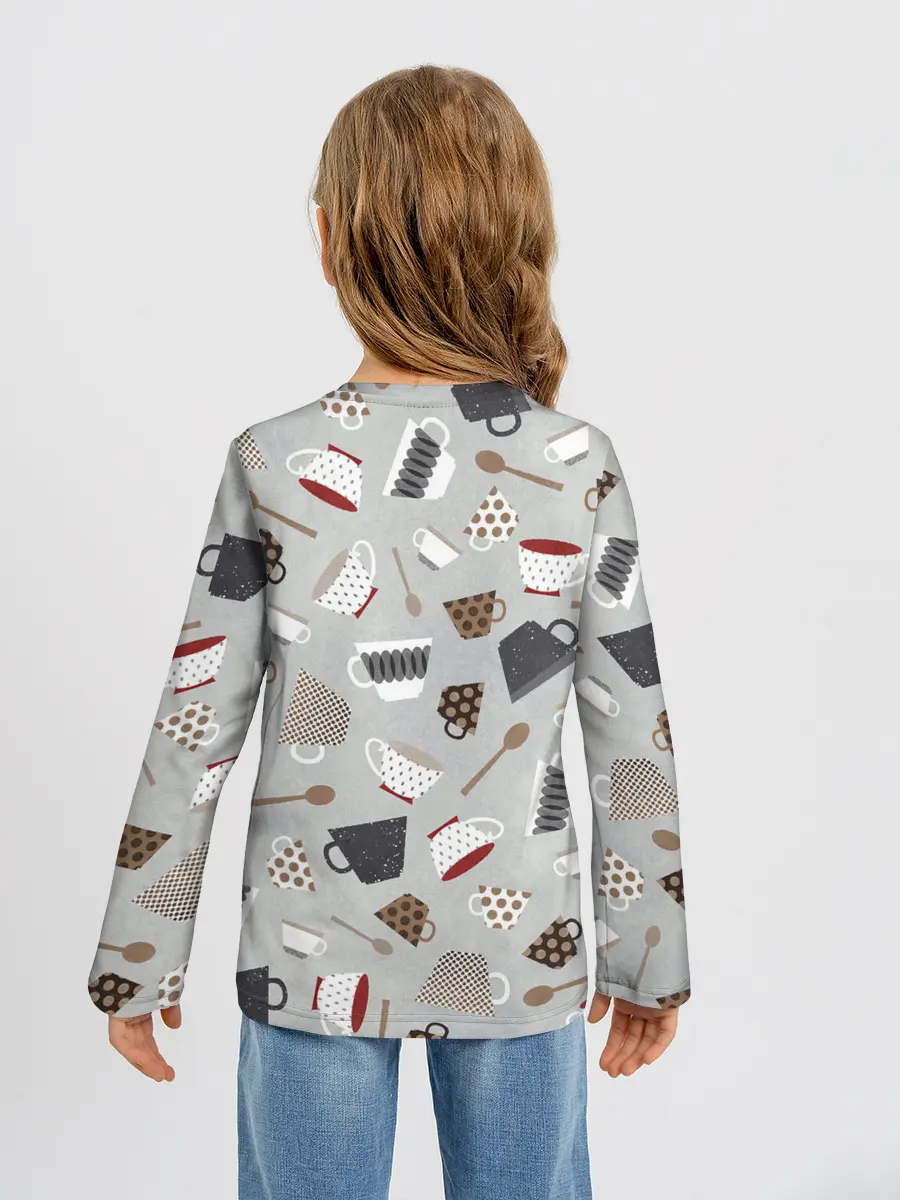 Детский лонгслив / Утро начинается с кружки