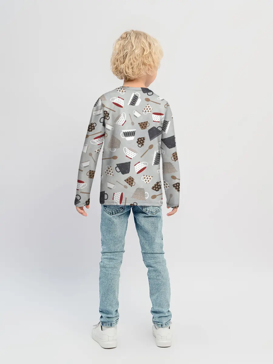 Детский лонгслив / Утро начинается с кружки