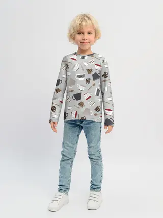 Детский лонгслив / Утро начинается с кружки