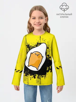 Детский лонгслив / веселое яйцо на черном фоне