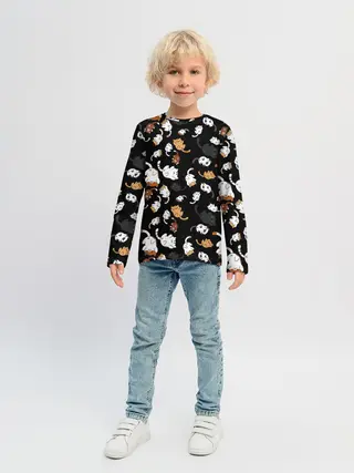 Детский лонгслив / Котята паттерн