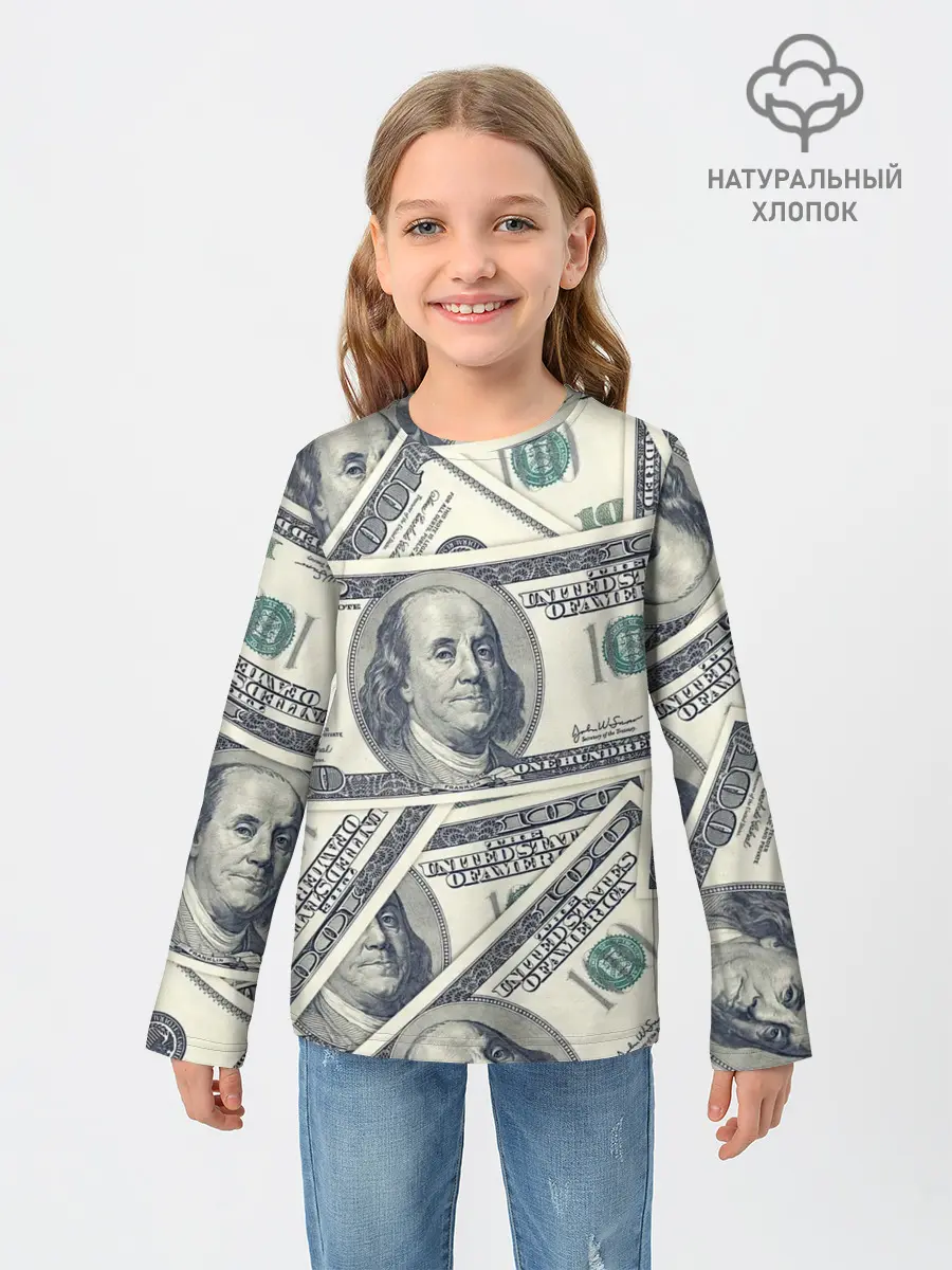 Детский лонгслив / Доллары