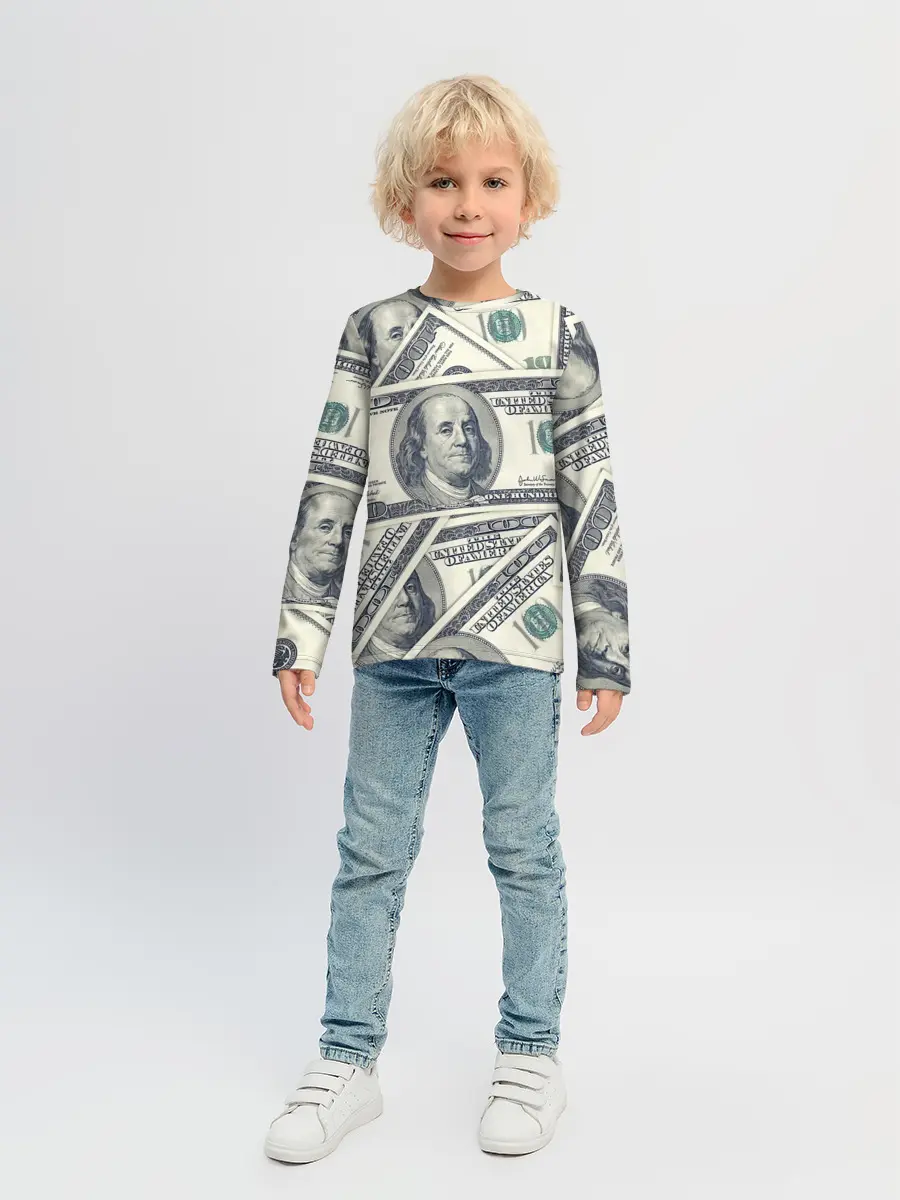 Детский лонгслив / Доллары