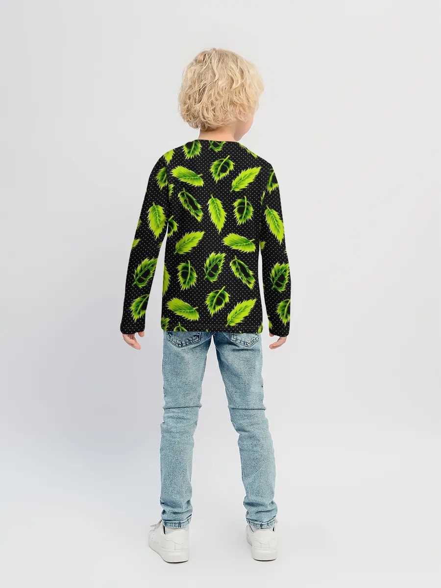 Детский лонгслив / Зеленые листья