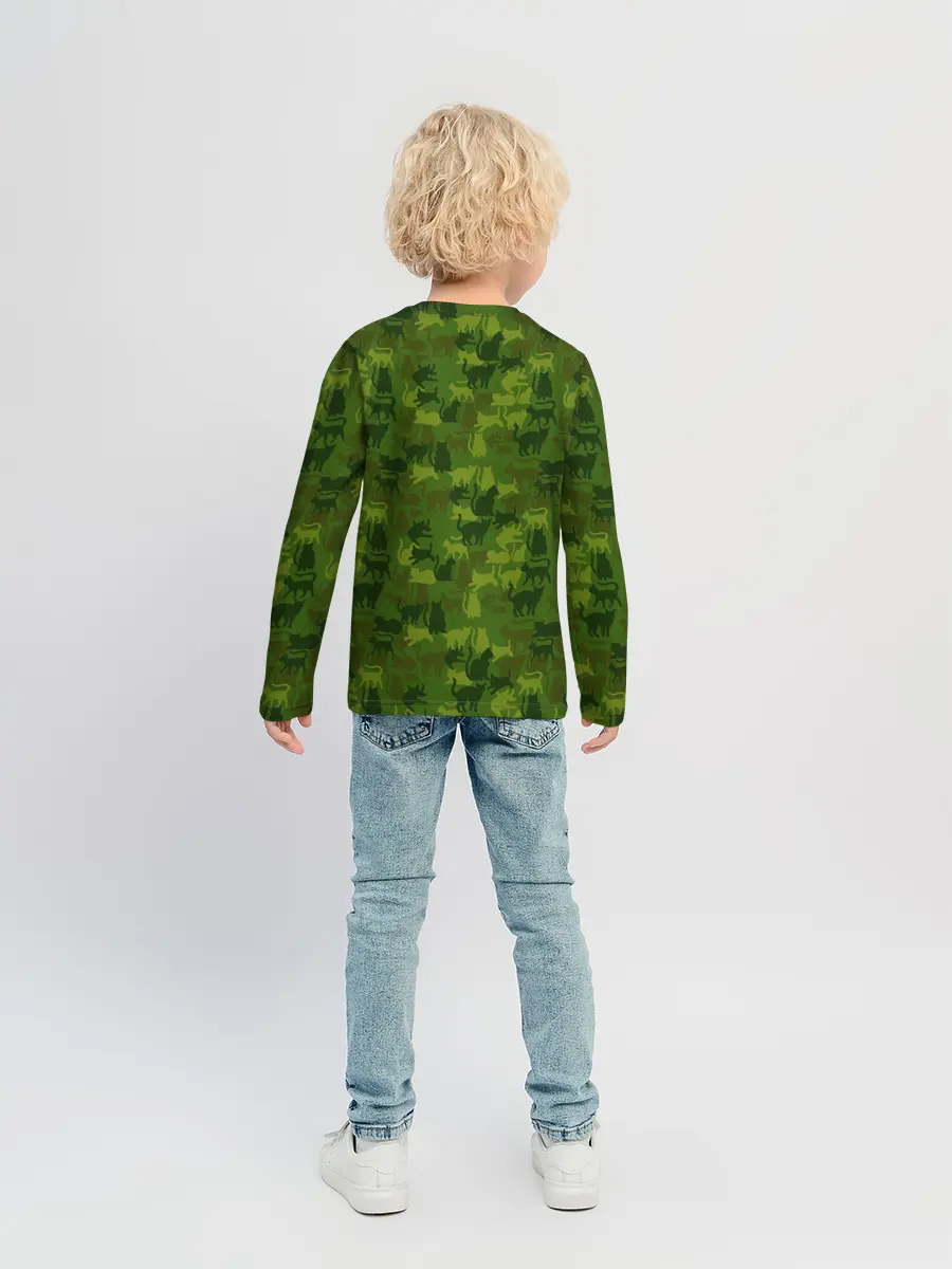 Детский лонгслив / Камуфляж | Котики